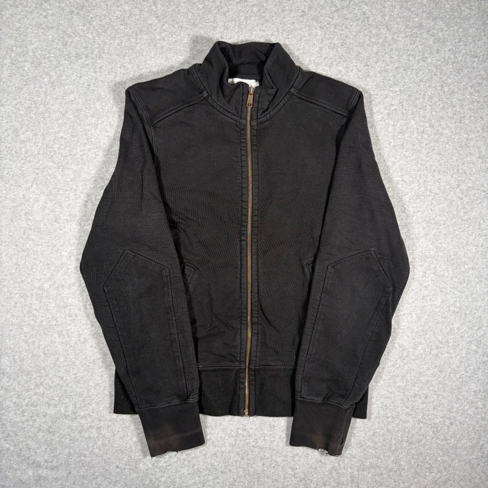 American Giant Moto Full Zip Sweatshirt Women's M Black Zip Workwear Faded